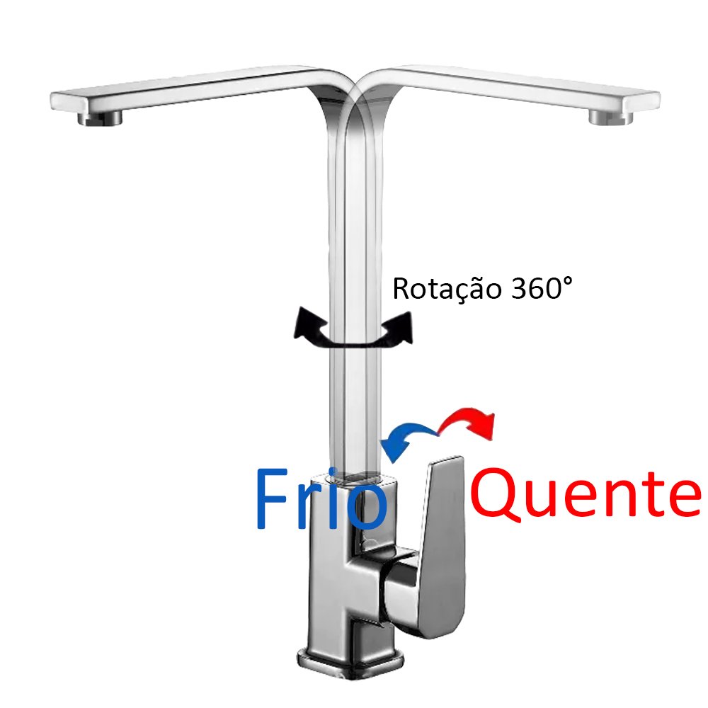 Torneira Gourmet para Cozinha com Misturador Monocomando Água Quente e Fria e Giro de 360° - 3