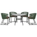 Ver imagem 1 de Mesa com 4 Cadeiras de Jantar Roma 100cm e Noronha em Aluminío Preto Corda Nautica Estofado 9 Trama