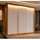 Ver imagem 1 de Guarda-Roupa Casal 100% MDF 3 Portas de Correr 4 Gavetas com LED Boston Yescasa