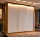 Ver imagem 1 de Guarda-Roupa Casal 100% MDF 3 Portas de Correr 4 Gavetas com LED Boston Yescasa