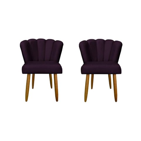 Kit 02 Cadeiras para Mesa de Jantar Flor Pés Palito - Balaqui Decor Cor:roxo