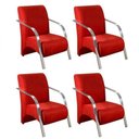 Ver imagem 1 de Kit 4 Poltronas 1 Lugar Sevilha Braço Pé Alumínio Vermelho