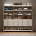 Ver imagem 1 de Guarda Roupa Closet Guarda Roupa Closet 217,5cm com Prateleiras 6 Gavetas MDF Off White com Freijó