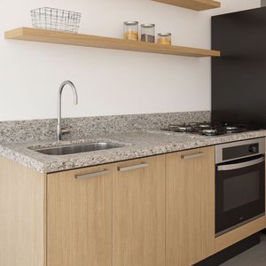 Pia de Granito Arabesco 120cm Espaço Cooktop e Cuba Inox N1: Arabesco