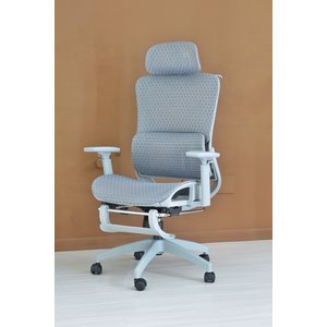 Cadeira de Escritório Ergonômica Presidente Premium Apoio de Pés Cinza