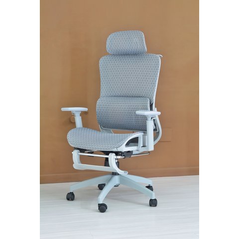 Cadeira de Escritório Ergonômica Presidente Premium Apoio de Pés Cinza