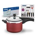 Ver imagem 1 de Kit - Panela de Pressão 4,5 Vermelha + 1 Conjunto Facas 9pç + 1 Faqueiro Inox 24pç - Tramontina