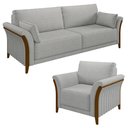 Ver imagem 1 de Kit Sofá Living 3 Lugares e Poltrona 102cm Pés Madeira Roya M22 Linho Cinza - Mpozenato