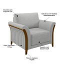 Ver imagem 5 de Kit Sofá Living 3 Lugares e Poltrona 102cm Pés Madeira Roya M22 Linho Cinza - Mpozenato