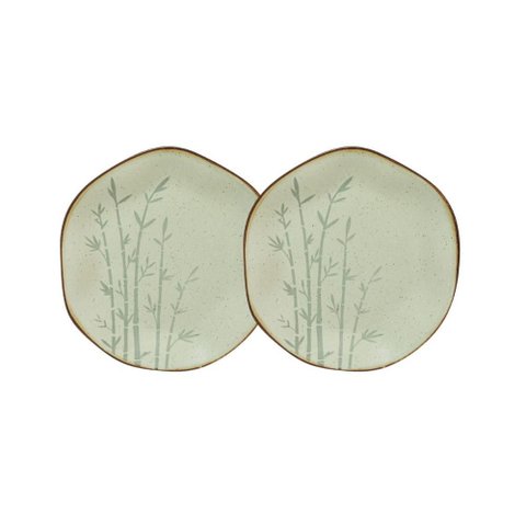 Conjunto 2 Pratos de Sobremesa 21,5 Cm Ryo Bambu Porcelana Oxford
