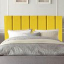 Ver imagem 1 de Cabeceira Estofada Cama Solteiro 90cm Luna Suede e Frame Amarelo