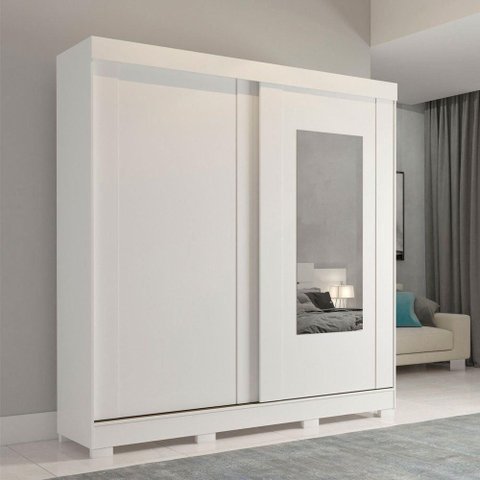 Guarda Roupa Panan Ilheus 2 Portas com Espelho Branco - 100% Mdf