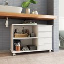 Ver imagem 3 de Armário para Banheiro 90x61cm 4 Gavetas 2 Nichos e Rodizio Branco BBN31