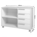 Ver imagem 4 de Armário para Banheiro 90x61cm 4 Gavetas 2 Nichos e Rodizio Branco BBN31