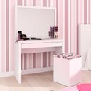 Ver imagem 3 de Penteadeira Camarim para Quarto 90x46,5x142,5 Juvenil com Espelho Pe 2000 Branco Tecnomobili