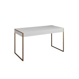 Escrivaninha Industrial Malta 137x53 Ferro Dourado Tampo Branco - 3