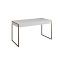 Ver imagem 3 de Escrivaninha Industrial Malta 137x53 Ferro Dourado Tampo Branco