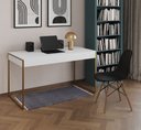 Ver imagem 1 de Escrivaninha Industrial Malta 137x53 Ferro Dourado Tampo Branco
