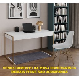Escrivaninha Industrial Malta 137x53 Ferro Dourado Tampo Branco - 2