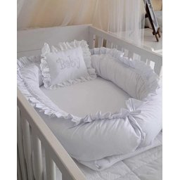 Ninho ou Redutor de Berço, Branco com Babado, Minha Casa Baby - 1