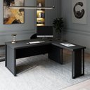 Ver imagem 1 de Mesa Executiva em L Mesa em L Executiva Diretor Moderno sem Gavetas MDP 160cm Preto F5 Office
