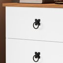Ver imagem 3 de Mesa de Cabeceira Mad 3 Gavetas Estilo Retrô com Pés em Madeira Cor Branco / Freijó Jm