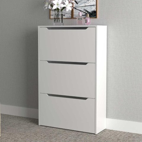 Sapateira Vertical Multiuso 71,5cm x 117cm com 3 Portas Cor:Branco