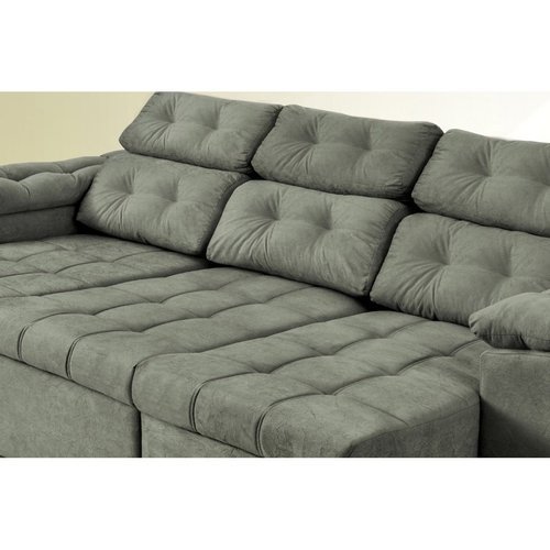 Sofa Itália 2,80 Mts Retrátil e Reclinavel Tecido Suede Cinza - 2