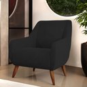 Ver imagem 2 de Kit 02 Poltronas Decorativa Fixa Pés de Madeira Paloma D02 Veludo Preto B-300 - Lyam Decor