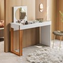 Ver imagem 1 de Penteadeira Camarim Escrivaninha com Espelho Play Branco Fosco-cinamomo Mel - Mabe Magazine