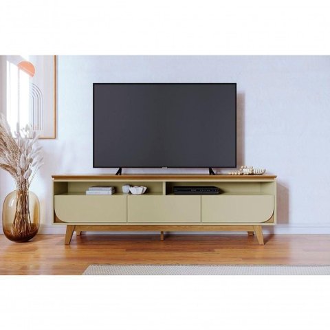 Rack Selene para TV até 75 Polegadas 200cm MDP Cinza Madetec Móveis