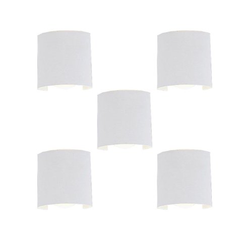 Arandela Branca Ip65 2W 3000K 7,7x8cm 2 Fachos Kit com 5