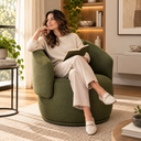 Ver imagem 4 de Poltrona Orgânica Redonda para Sala Quarto Recepção Liz Confortável Elegante Linho Premiun Exclusivo