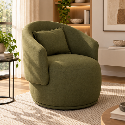 Poltrona Orgânica Redonda para Sala Quarto Recepção Liz Confortável Elegante Linho Premiun Exclusivo