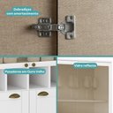 Ver imagem 3 de Cristaleira Milla 2 Portas MDF com Dobradiças e Vidro Branco para Sala de Estar Moderna
