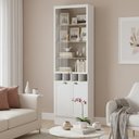 Ver imagem 1 de Cristaleira Milla 2 Portas MDF com Dobradiças e Vidro Branco para Sala de Estar Moderna