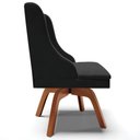 Ver imagem 6 de Poltrona Decorativa Base Giratória de Madeira Firenze Veludo Preto/Natural - Gran Belo