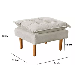 Poltrona Amamentação e Mini Puff Opala Suede Bege Pés Palito - 4