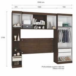Quarto Modulado Casal 4 Peças 5 Portas 3 Gavetas Star Poliman - 4