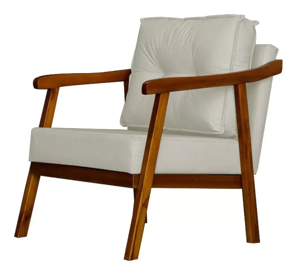 Poltrona Decorativa Vitória Corino Bege