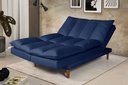 Ver imagem 1 de Sofá Cama Vancouver 3 Lugares Império Reclinável Casal Pés Madeira Suede Azul Marinho 375