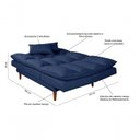 Ver imagem 6 de Sofá Cama Vancouver 3 Lugares Império Reclinável Casal Pés Madeira Suede Azul Marinho 375