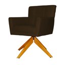 Ver imagem 2 de Poltrona Decorativa Onix Pés Giratório de Madeira Suede Marrom - DS Estofados