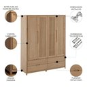 Ver imagem 3 de Guarda Roupa Casal 178cm 4 Portas Madeira Maciça Nira Tauari F07 - Mpozenato
