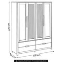 Ver imagem 4 de Guarda Roupa Casal 178cm 4 Portas Madeira Maciça Nira Tauari F07 - Mpozenato