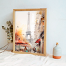 Quadro Pintura Torre Eiffel Aquarela Moldura Crua e Vidro - 2