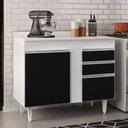 Ver imagem 2 de Balcão Gabinete 100cm com Tampo 2 Portas Luziania Preto/Branco - Lumil Lumil Móveis