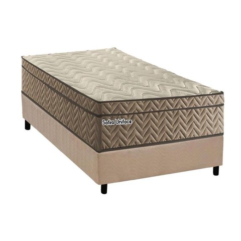 Cama Box Solteiro: Colchão Molas Masterpocket Ensacadas Paropas Safira Uniface + Base Crc Suede