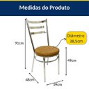 Ver imagem 5 de Conjunto de Mesa Redonda com 4 Cadeiras Cromadas Reforço Assento Caramelo e Tampo de Vidro