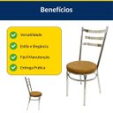 Ver imagem 7 de Conjunto de Mesa Redonda com 4 Cadeiras Cromadas Reforço Assento Caramelo e Tampo de Vidro